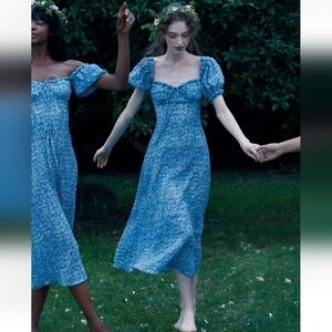 Lacemade Collective Peacock Forest Blue Maxi Dress Medium New